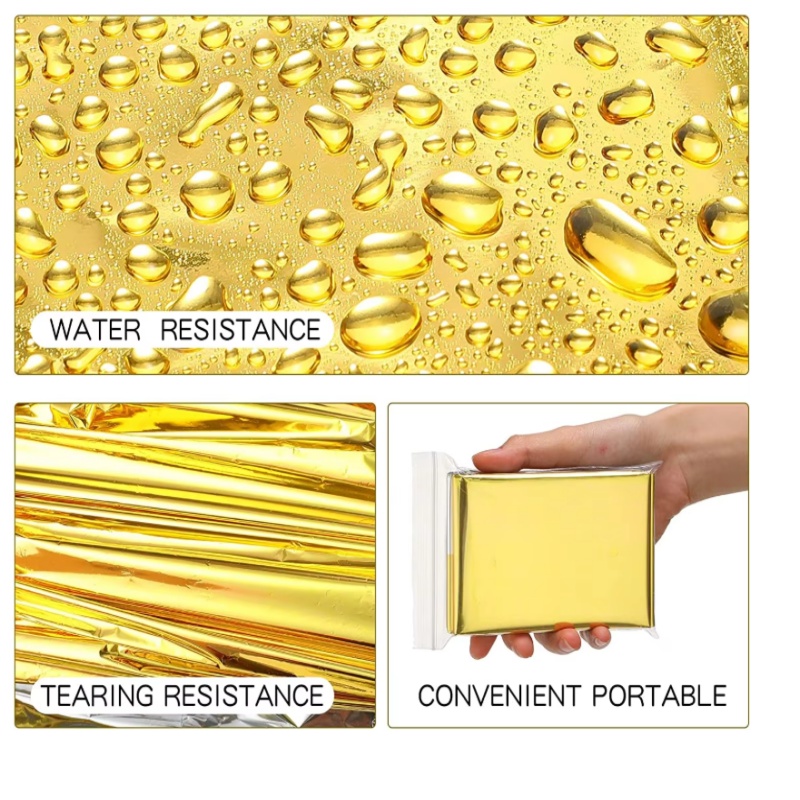 Survival Blanket Reflective - Золотистые майларовые одеяла для выживания, 130×210